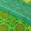 Sanskriti Vintage Sarees Green Pure Georgette Silk Print Sari 6+yd Craft Fabric