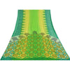 Sanskriti Vintage Sarees Green Pure Georgette Silk Print Sari 6+yd Craft Fabric