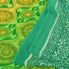 Sanskriti Vintage Sarees Green Pure Georgette Silk Print Sari 6+yd Craft Fabric