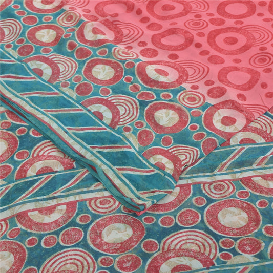 Сари Sanskriti Vintage, красное чистое шелковое сари с принтом, 6+ ярдов, ткань для рукоделия из экологически чистой ткани