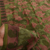 Sanskriti Vintage Sarees Green & Pink Pure Georgette Printed Sari 5+yd Sustainable Fabric
