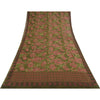 Sanskriti Vintage Sarees Green & Pink Pure Georgette Printed Sari 5+yd Sustainable Fabric