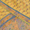 Sanskriti Vintage Sarees Yellow Pure Georgette Printed Sari 5+yd Craft Sustainable Fabric