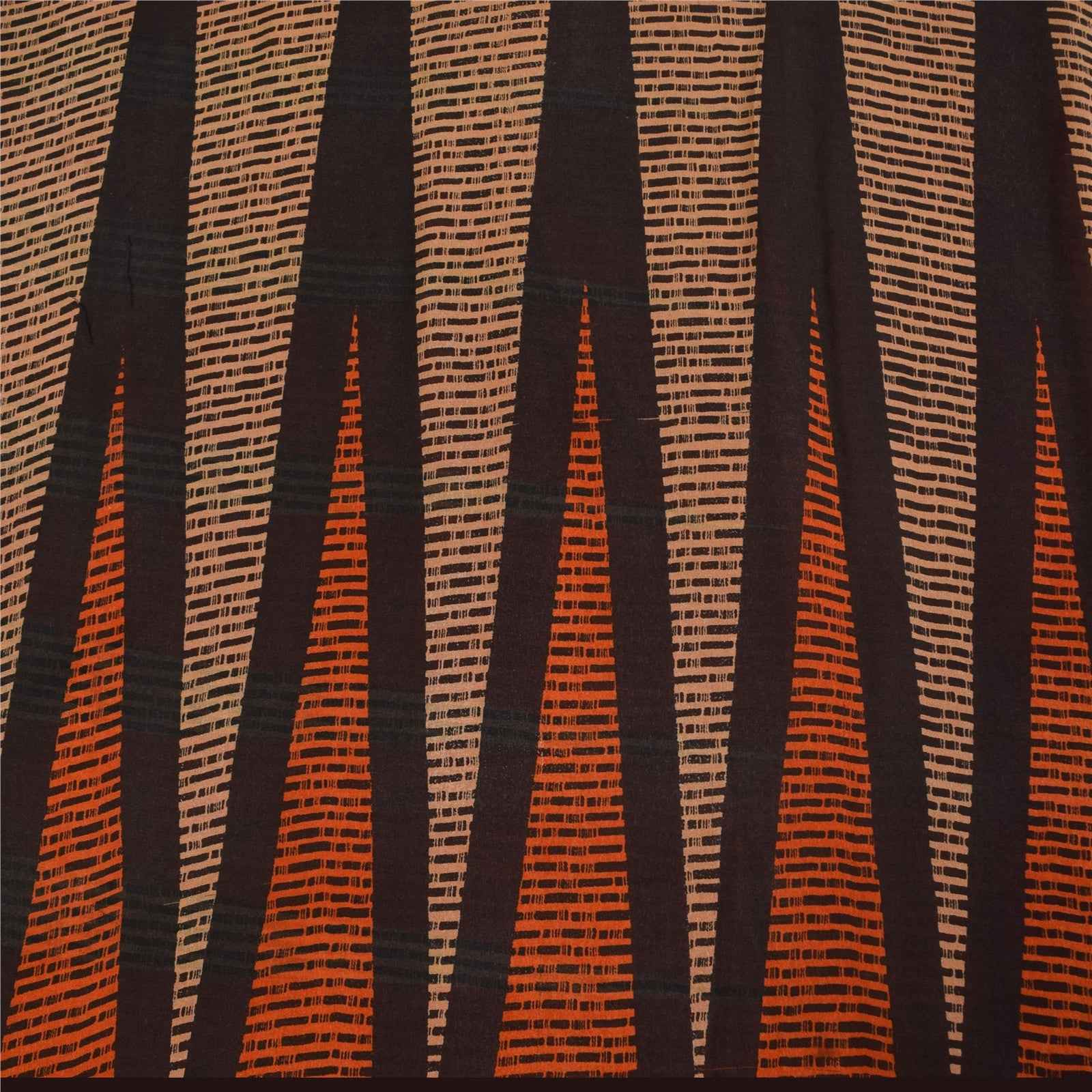 Sanskriti Vintage Sarees Red & Orange Pure Georgette Silk Print Sari 6yd Fabric