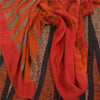 Sanskriti Vintage Sarees Red & Orange Pure Georgette Silk Print Sari 6yd Fabric