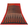 Sanskriti Vintage Sarees Red & Orange Pure Georgette Silk Print Sari 6yd Fabric