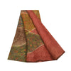 Sanskriti Vintage Sarees Red Pure Georgette Silk Printed Sari 6yd Craft Sustainable Fabric