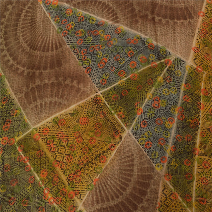 Sanskriti Vintage Sarees Red Pure Georgette Silk Printed Sari 6yd Craft Sustainable Fabric