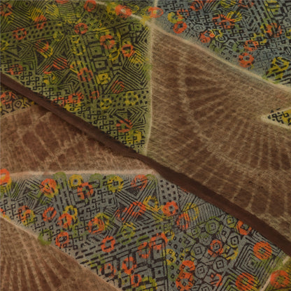 Sanskriti Vintage Sarees Red Pure Georgette Silk Printed Sari 6yd Craft Sustainable Fabric