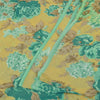 Sanskriti Vintage Sarees Cream & Green Pure Georgette Printed Sari 5+yd Fabric