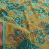 Sanskriti Vintage Sarees Cream & Green Pure Georgette Printed Sari 5+yd Fabric
