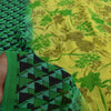 Sanskriti Vintage Sarees Green Pure Georgette Silk Print Sari 5+yd Craft Fabric