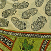 Sanskriti Vintage Sarees Cream & Green Pure Georgette Printed Sari 5+yd Sustainable Fabric
