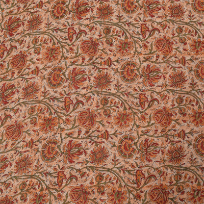 Sanskriti Vintage Sarees Ivory Pure Georgette Silk Print Sari 5+yd Craft Sustainable Fabric