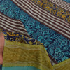 Sanskriti Vintage Sarees Blue Pure Georgette Hand Block Printed Sari 5+yd Sustainable Fabric