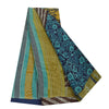 Sanskriti Vintage Sarees Blue Pure Georgette Hand Block Printed Sari 5+yd Sustainable Fabric