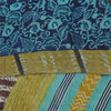 Sanskriti Vintage Sarees Blue Pure Georgette Hand Block Printed Sari 5+yd Sustainable Fabric