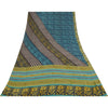 Sanskriti Vintage Sarees Blue Pure Georgette Hand Block Printed Sari 5+yd Sustainable Fabric