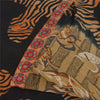 Sanskriti Vintage Sarees Cream & Black Pure Georgette Printed Sari 5+yd Sustainable Fabric