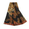 Sanskriti Vintage Sarees Cream & Black Pure Georgette Printed Sari 5+yd Sustainable Fabric