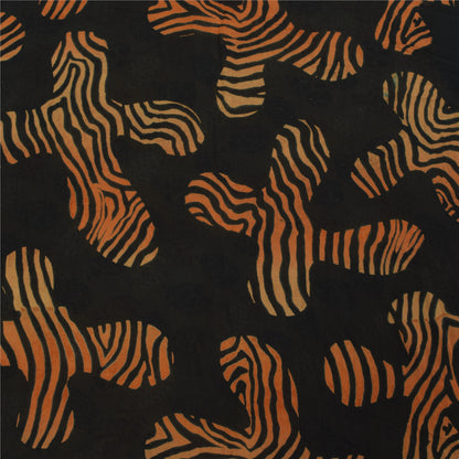 Sanskriti Vintage Sarees Cream & Black Pure Georgette Printed Sari 5+yd Sustainable Fabric