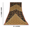 Sanskriti Vintage Sarees Cream & Black Pure Georgette Printed Sari 5+yd Sustainable Fabric