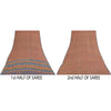 Sanskriti Vintage Sarees Pure Georgette Peach & Blue Printed Sari 5+yd Sustainable Fabric