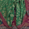 Sanskriti Vintage Sarees Purple & Green Pure Georgette Printed Sari 5+yd Sustainable Fabric