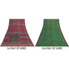 Sanskriti Vintage Sarees Purple & Green Pure Georgette Printed Sari 5+yd Sustainable Fabric