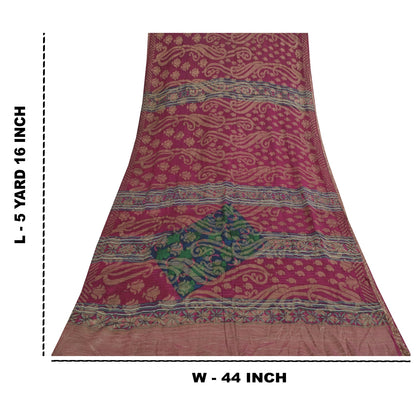 Sanskriti Vintage Sarees Purple & Green Pure Georgette Printed Sari 5+yd Sustainable Fabric