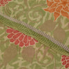 Sanskriti Vintage Sarees Green Pure Georgette Silk Print Sari 5+yd Craft Fabric