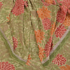 Sanskriti Vintage Sarees Green Pure Georgette Silk Print Sari 5+yd Craft Fabric
