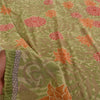 Sanskriti Vintage Sarees Green Pure Georgette Silk Print Sari 5+yd Craft Fabric