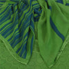 Sanskriti Vintage Sarees Green Pure Georgette Silk Print Sari 5+yd Craft Fabric