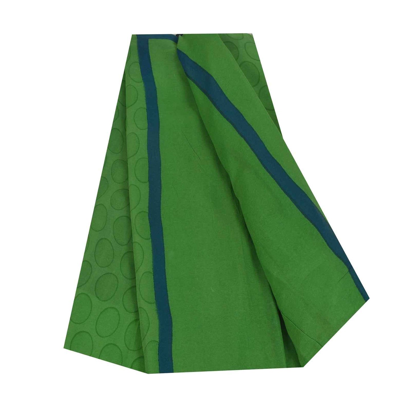 Sanskriti Vintage Sarees Green Pure Georgette Silk Print Sari 5+yd Craft Fabric