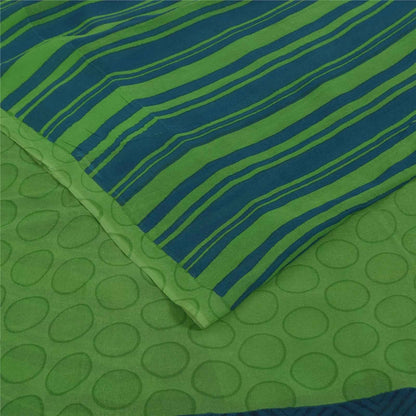 Sanskriti Vintage Sarees Green Pure Georgette Silk Print Sari 5+yd Craft Fabric
