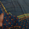 Sanskriti Vintage Sarees Blue Pure Georgette Silk Printed Sari 5+yd Craft Sustainable Fabric