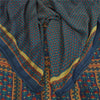 Sanskriti Vintage Sarees Blue Pure Georgette Silk Printed Sari 5+yd Craft Sustainable Fabric