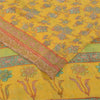 Sanskriti Vintage Sarees Yellow Pure Georgette Silk Print Sari 5+yd Craft Fabric