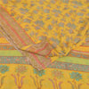 Sanskriti Vintage Sarees Yellow Pure Georgette Silk Print Sari 5+yd Craft Fabric