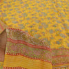 Sanskriti Vintage Sarees Yellow Pure Georgette Silk Print Sari 5+yd Craft Fabric
