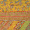 Sanskriti Vintage Sarees Yellow Pure Georgette Silk Print Sari 5+yd Craft Fabric