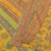 Sanskriti Vintage Sarees Yellow Pure Georgette Silk Print Sari 5+yd Craft Fabric