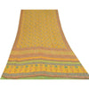 Sanskriti Vintage Sarees Yellow Pure Georgette Silk Print Sari 5+yd Craft Fabric