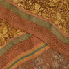 Sanskriti Vintage Sarees Brown Pure Georgette Silk Print Sari 5+yd Craft Sustainable Fabric