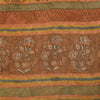Sanskriti Vintage Sarees Brown Pure Georgette Silk Print Sari 5+yd Craft Sustainable Fabric