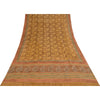 Sanskriti Vintage Sarees Brown Pure Georgette Silk Print Sari 5+yd Craft Sustainable Fabric