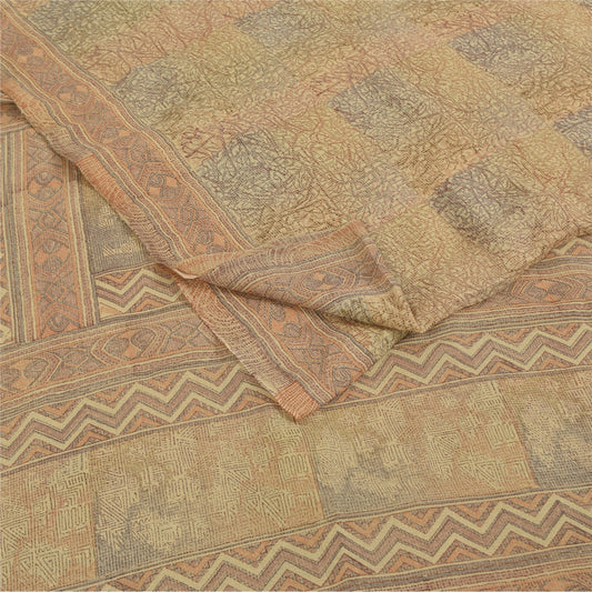 Sanskriti Vintage Sarees Multicolor Pure Georgette Silk Printed Sari 6yd Fabric