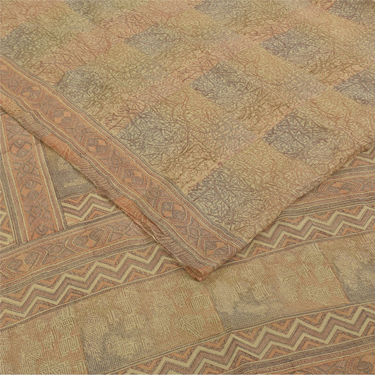 Sanskriti Vintage Sarees Multicolor Pure Georgette Silk Printed Sari 6yd Fabric