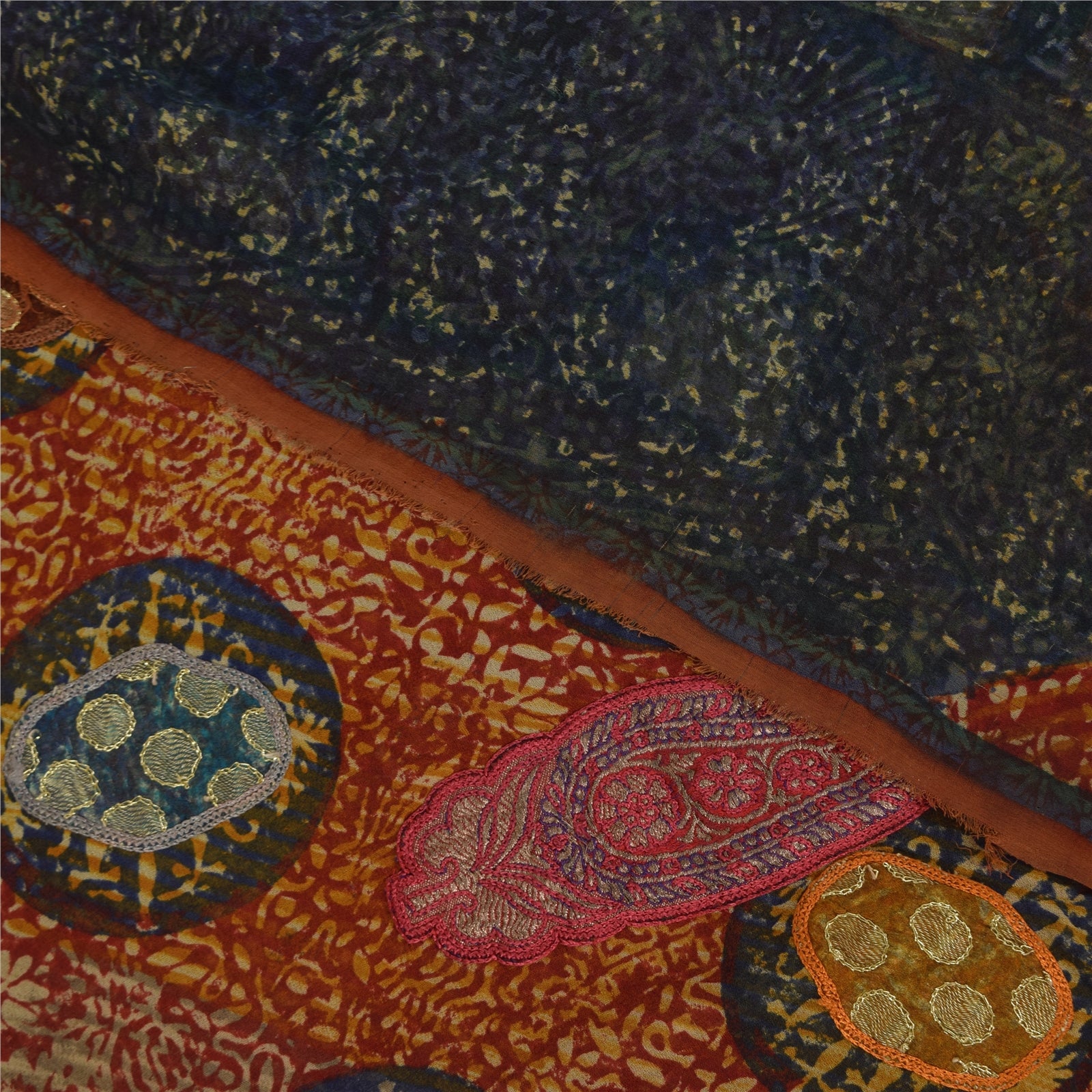 Sanskriti Vintage Sarees Pure Georgette Silk Embroidered Printed Sari 6yd Fabric